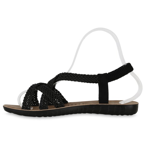 Stiefelparadies Damen Riemchensandalen in Schwarz
