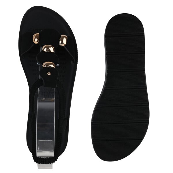 Stiefelparadies Damen Riemchensandalen In Schwarz