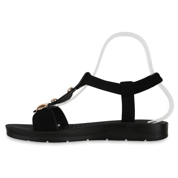 Stiefelparadies Damen Riemchensandalen in Schwarz