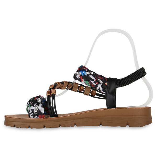 Stiefelparadies Damen Riemchensandalen in Schwarz