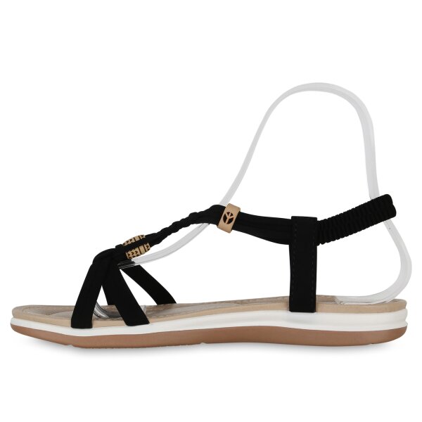 Stiefelparadies Damen Riemchensandalen in Schwarz