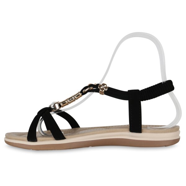 Stiefelparadies Damen Riemchensandalen in Schwarz