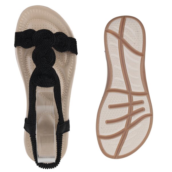 Stiefelparadies Damen Riemchensandalen In Schwarz