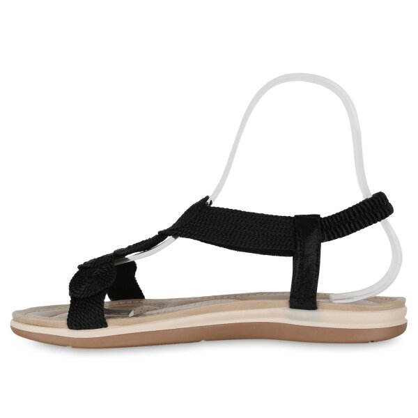 Stiefelparadies Damen Riemchensandalen in Schwarz