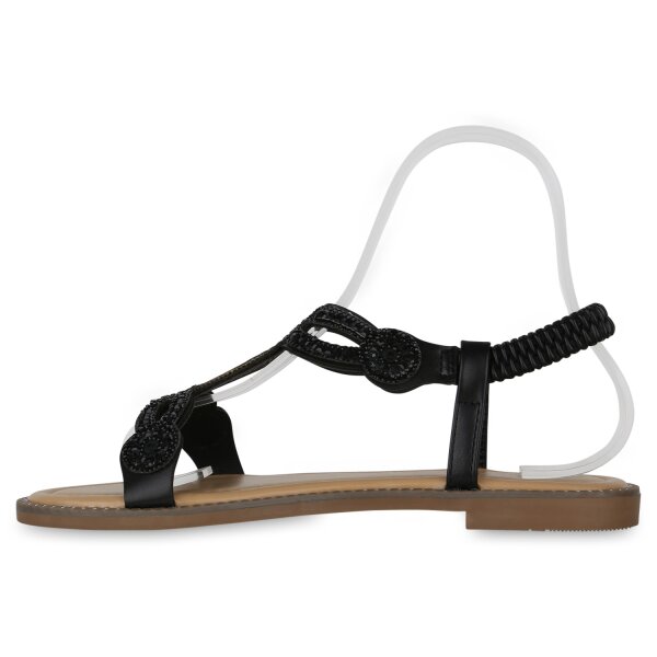 Stiefelparadies Damen Riemchensandalen in Schwarz