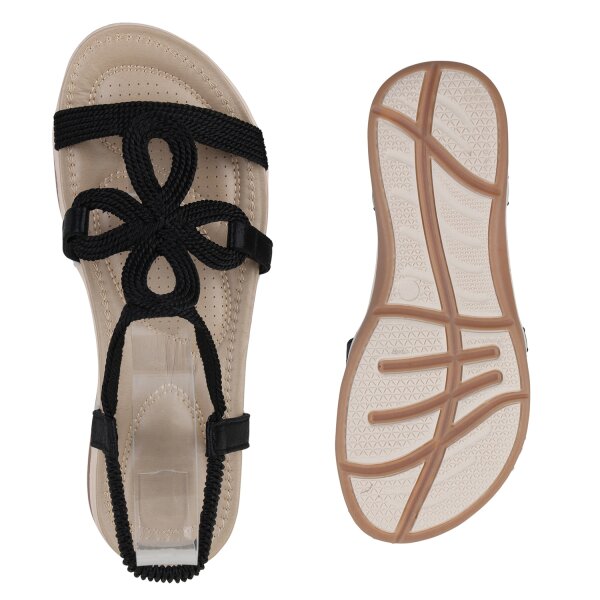 Stiefelparadies Damen Riemchensandalen In Schwarz