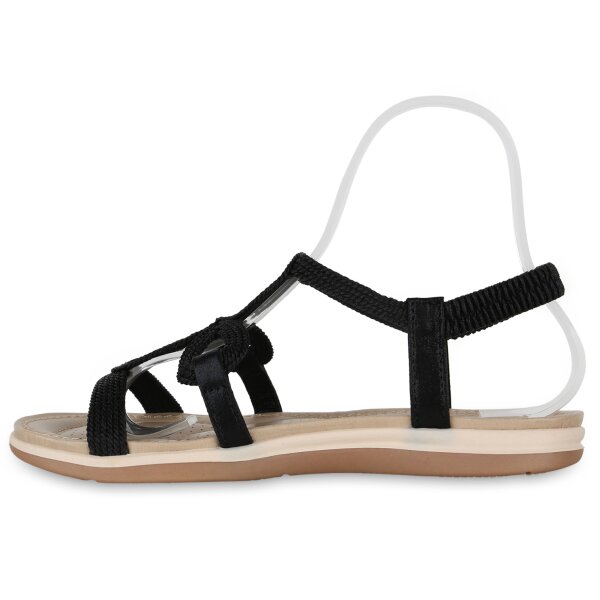 Stiefelparadies Damen Riemchensandalen in Schwarz