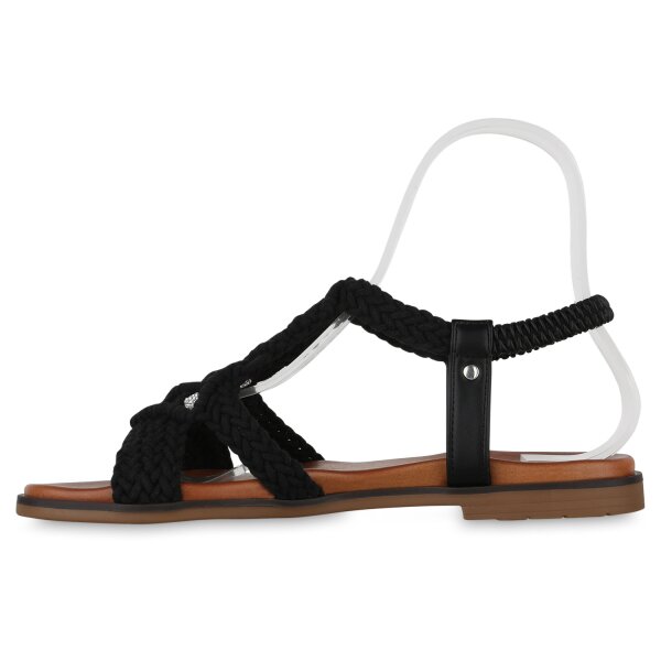 Stiefelparadies Damen Riemchensandalen in Schwarz