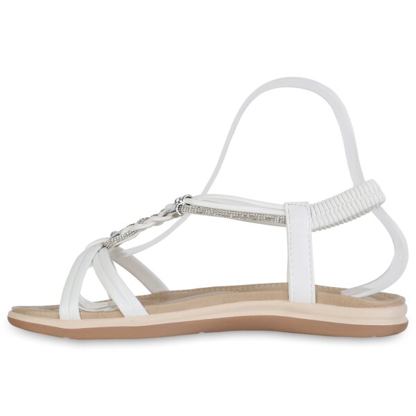 Stiefelparadies Damen Riemchensandalen in Weiss