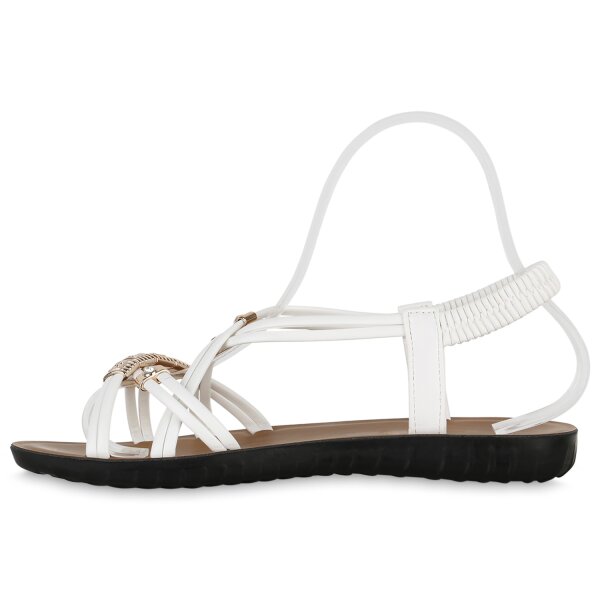 Stiefelparadies Damen Riemchensandalen in Weiss