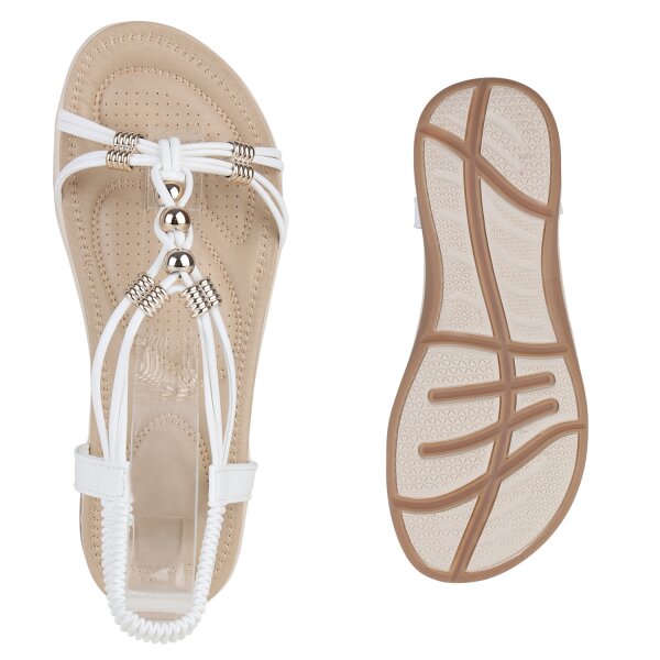 Stiefelparadies Damen Riemchensandalen In Weiss