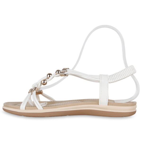 Stiefelparadies Damen Riemchensandalen in Weiss