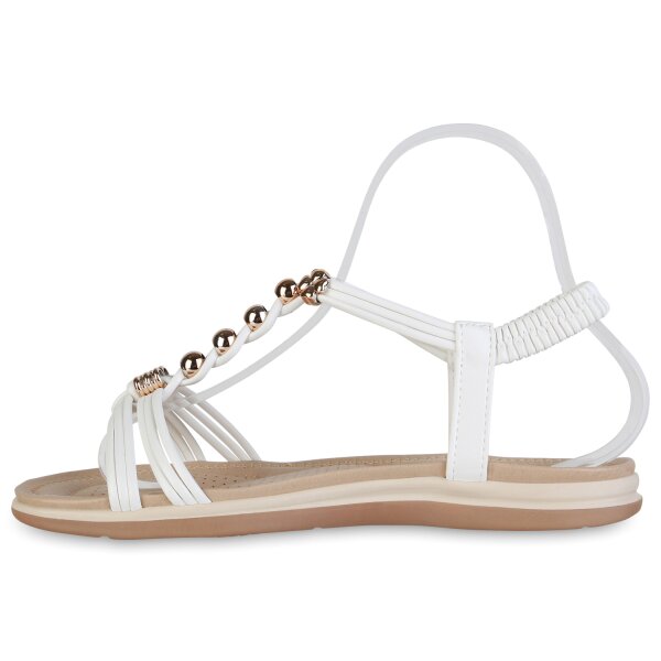 Stiefelparadies Damen Riemchensandalen in Weiss