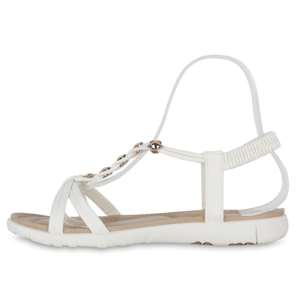 Stiefelparadies Damen Riemchensandalen in Weiss