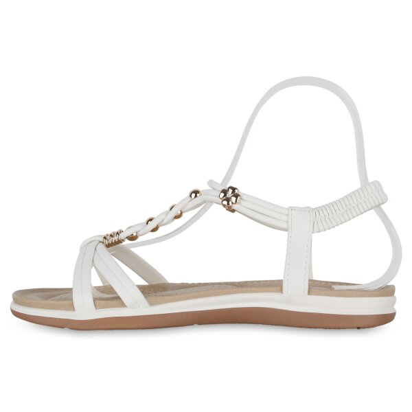 Stiefelparadies Damen Riemchensandalen in Weiss