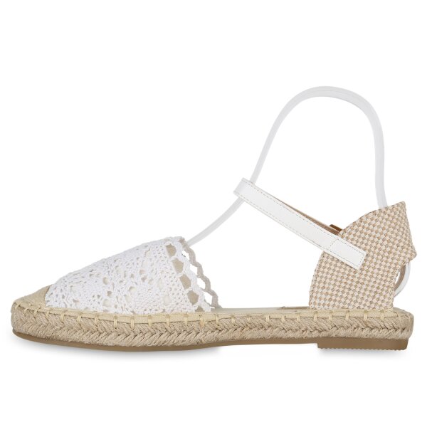 Stiefelparadies Damen Riemchensandalen in Weiss