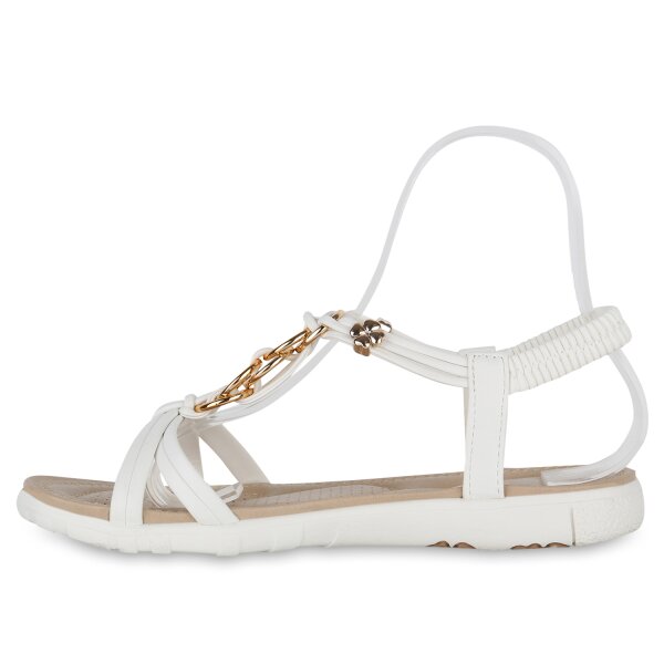 Stiefelparadies Damen Riemchensandalen in Weiss