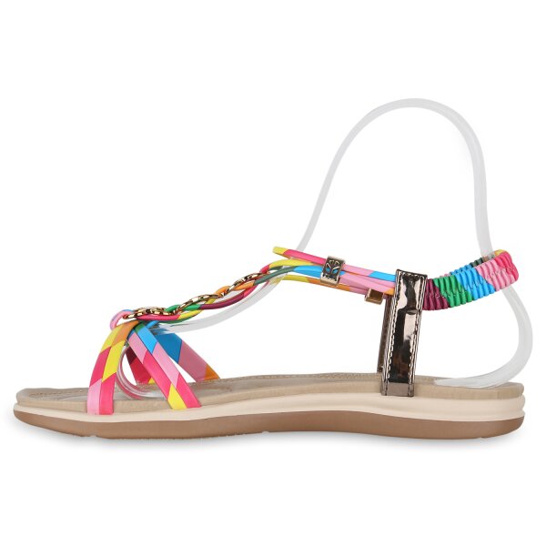 Stiefelparadies Damen Riemchensandalen in Weiss