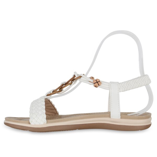 Stiefelparadies Damen Riemchensandalen in Weiss