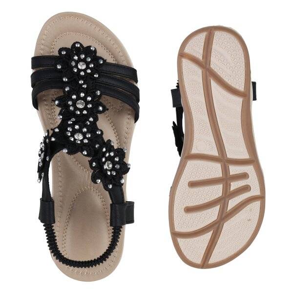 Stiefelparadies Damen Riemchensandalen In Weiss