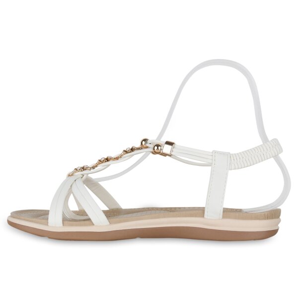 Stiefelparadies Damen Riemchensandalen in Weiss