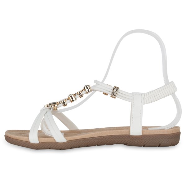 Stiefelparadies Damen Riemchensandalen in Weiss