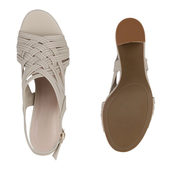 Stiefelparadies Damen Riemchensandaletten In Beige