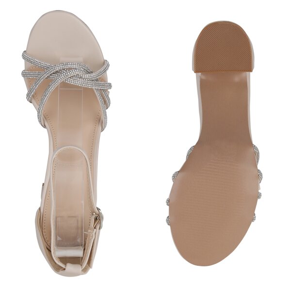 Stiefelparadies Damen Riemchensandaletten In Beige