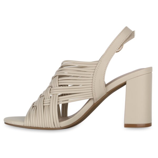 Stiefelparadies Damen Riemchensandaletten in Beige