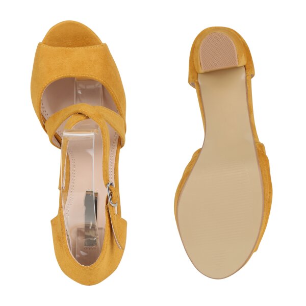 Stiefelparadies Damen Riemchensandaletten In Gelb