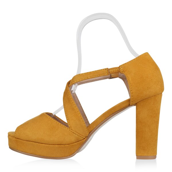 Stiefelparadies Damen Riemchensandaletten in Gelb