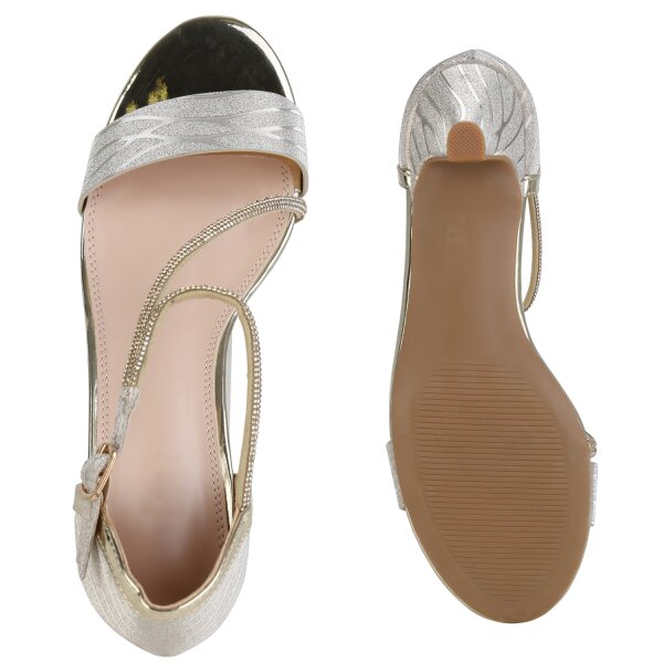 Stiefelparadies Damen Riemchensandaletten In Gold