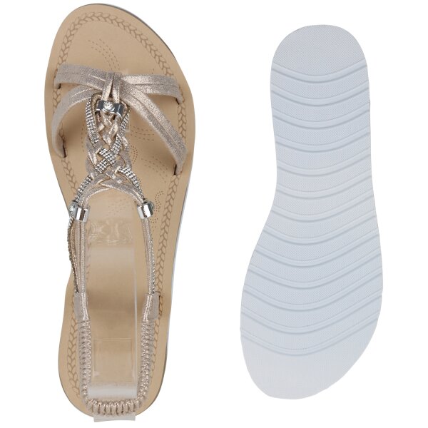 Stiefelparadies Damen Riemchensandaletten In Gold