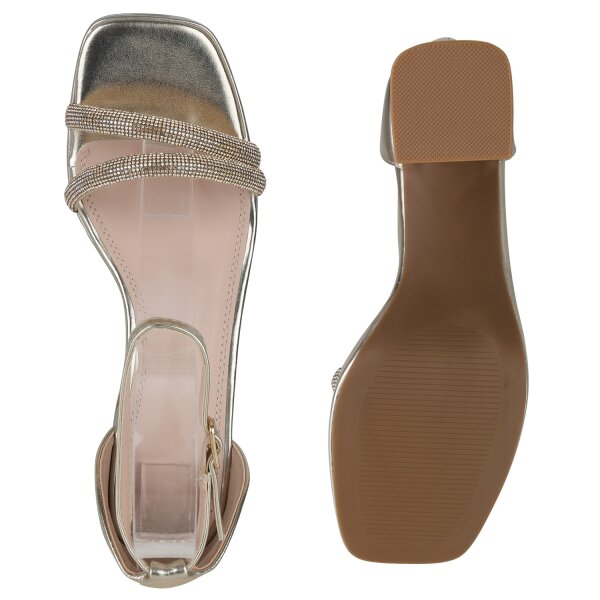 Stiefelparadies Damen Riemchensandaletten In Gold