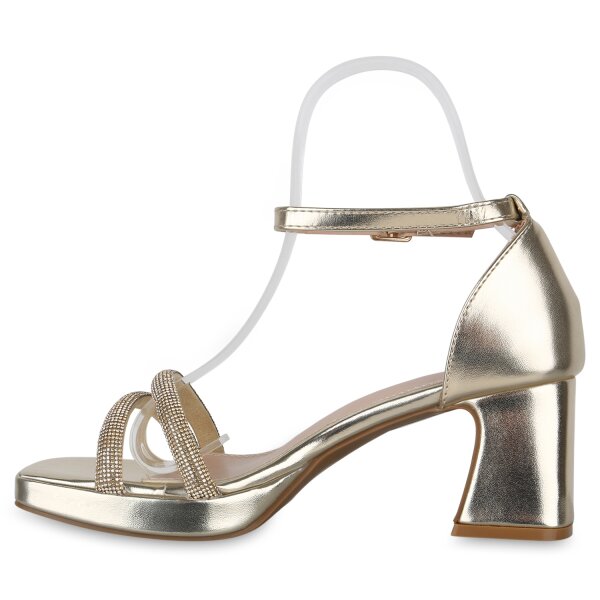 Stiefelparadies Damen Riemchensandaletten in Gold