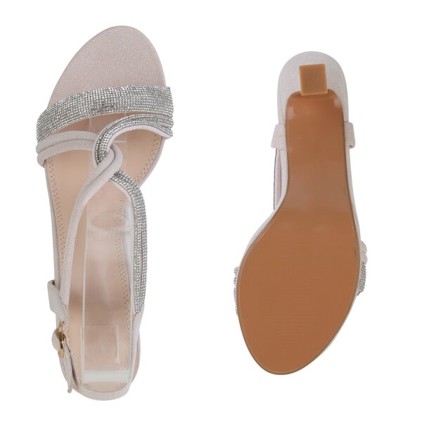 Stiefelparadies Damen Riemchensandaletten In Nude