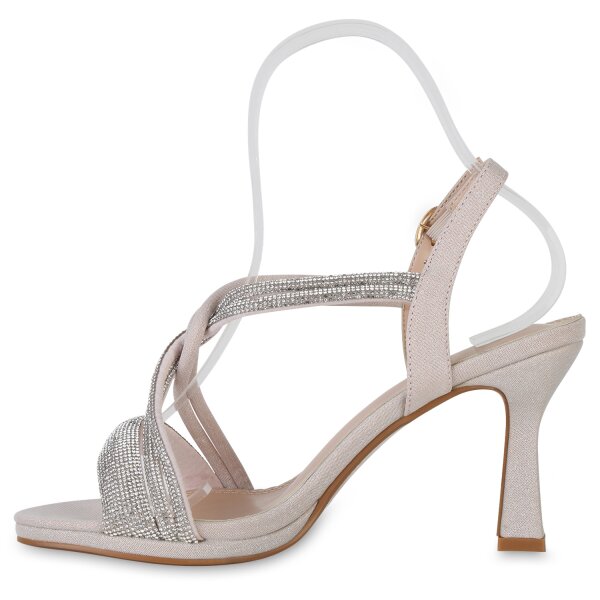 Stiefelparadies Damen Riemchensandaletten in Nude