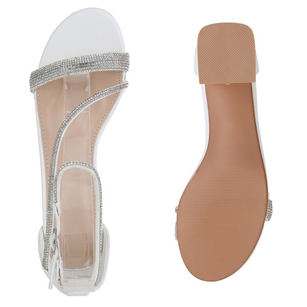 Stiefelparadies Damen Riemchensandaletten In Weiss