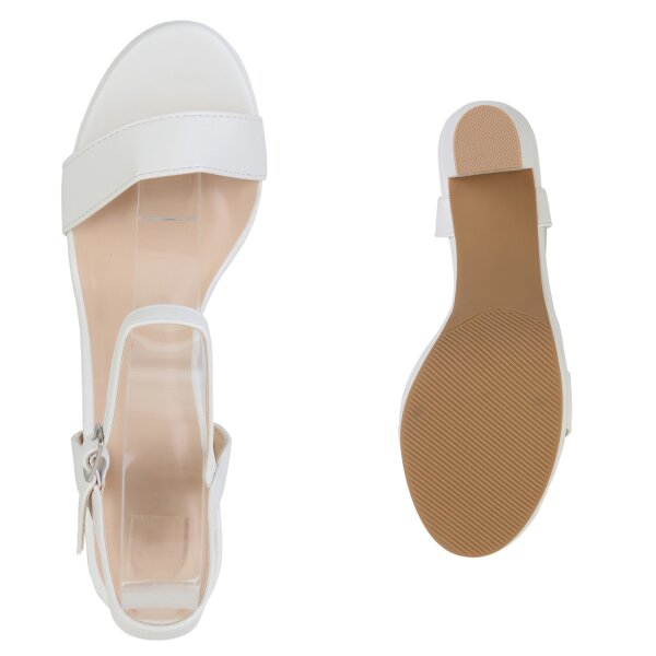 Stiefelparadies Damen Riemchensandaletten In Weiss