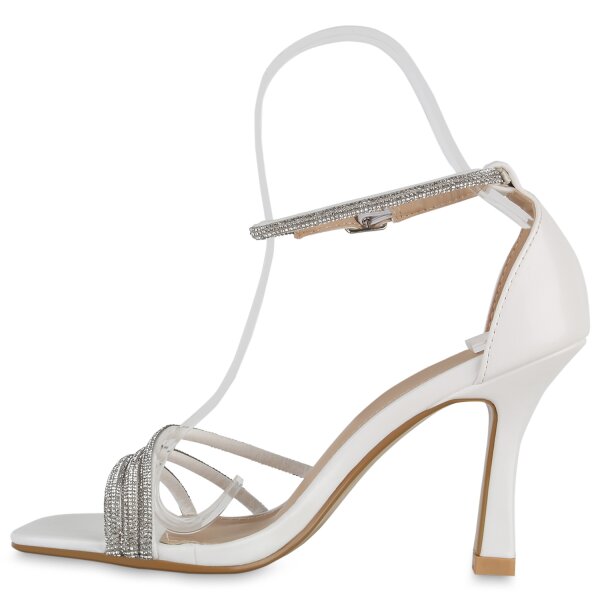 Stiefelparadies Damen Riemchensandaletten in Weiss