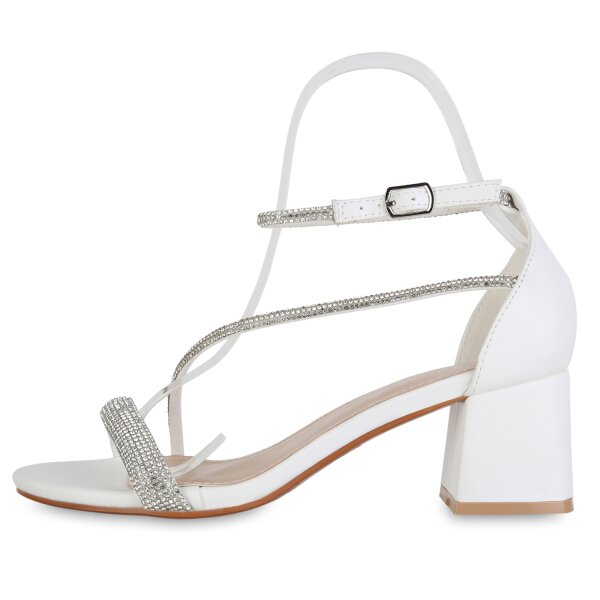 Stiefelparadies Damen Riemchensandaletten in Weiss