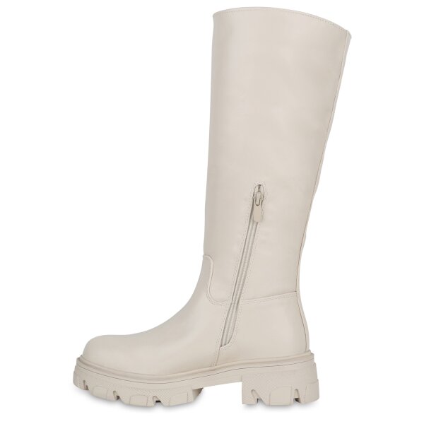 Stiefelparadies Damen Schlupfstiefel in Beige