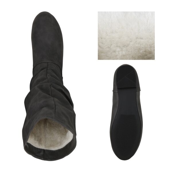 Stiefelparadies Damen Schlupfstiefel In Grau