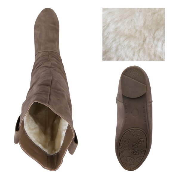 Stiefelparadies Damen Schlupfstiefel In Grau