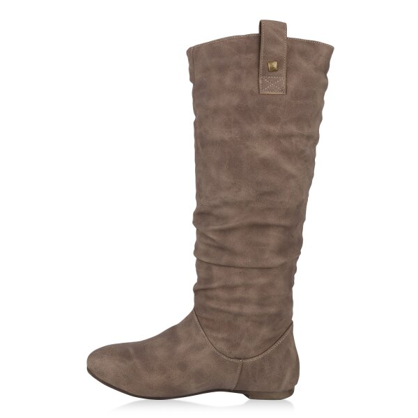 Stiefelparadies Damen Schlupfstiefel in Grau