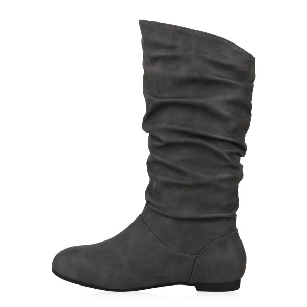 Stiefelparadies Damen Schlupfstiefel in Grau