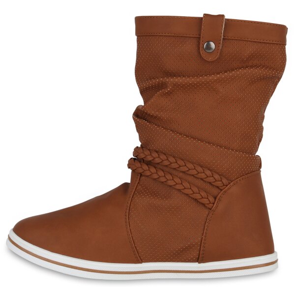 Stiefelparadies Damen Schlupfstiefel in Hellbraun