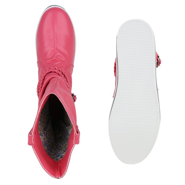 Stiefelparadies Damen Schlupfstiefel In Pink