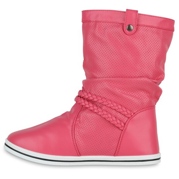 Stiefelparadies Damen Schlupfstiefel in Pink