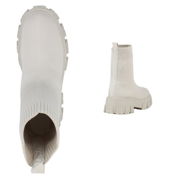 Stiefelparadies Damen Schlupfstiefeletten In Beige